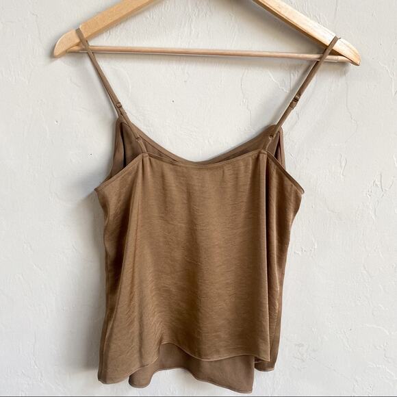 NWT Vince‎ Brown Satin Pleat Front Cami Top - Picture 5 of 8
